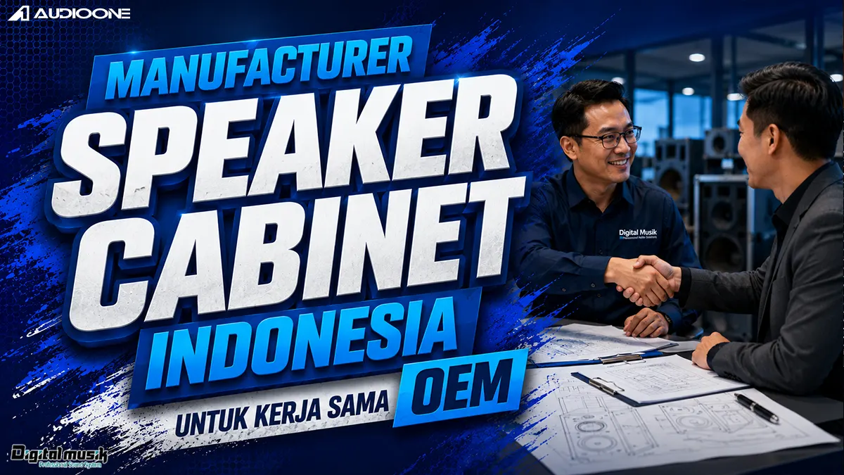 Proses fabrikasi speaker cabinet custom di workshop Digital Musik Indonesia