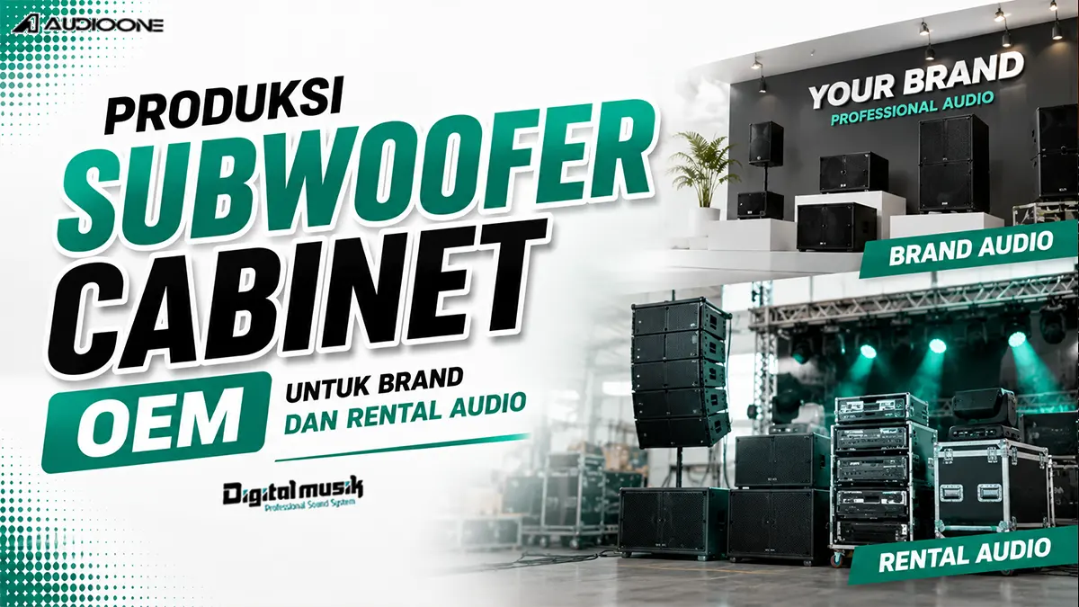 Proses fabrikasi subwoofer cabinet custom di workshop Digital Musik