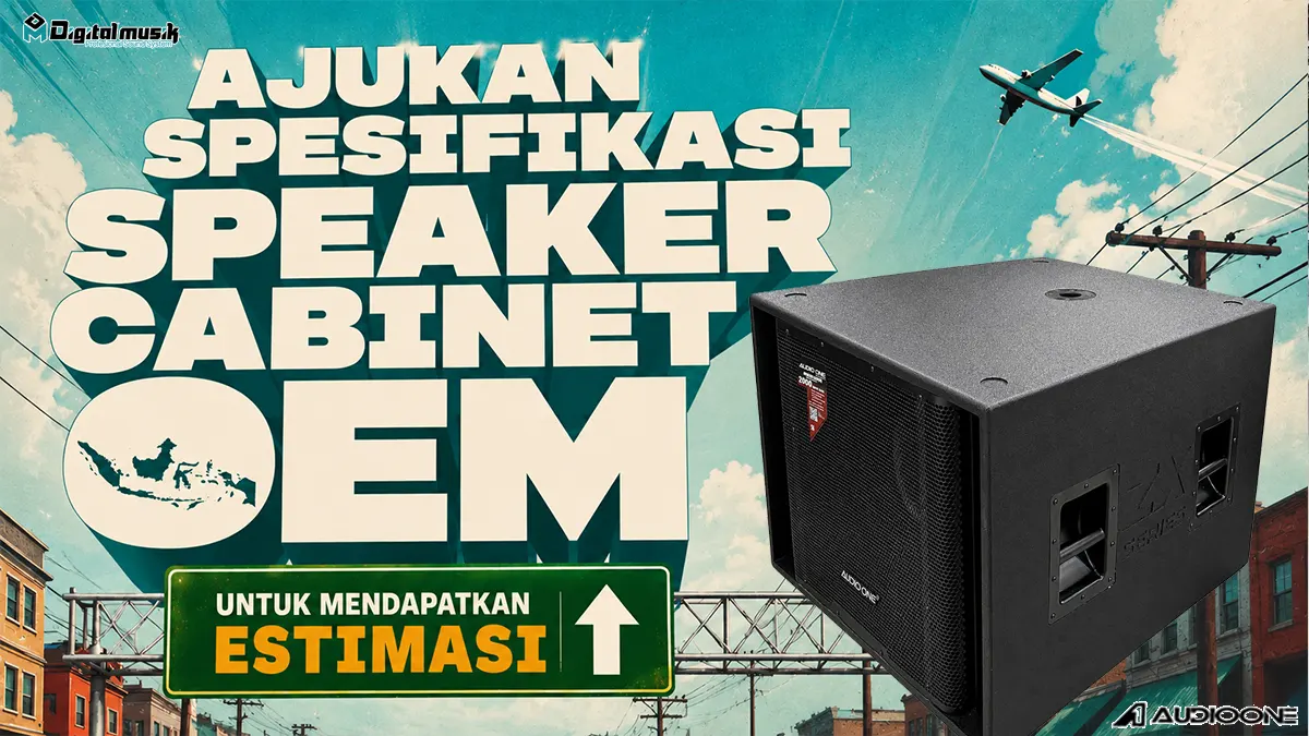 Proses konsultasi spesifikasi speaker cabinet OEM di workshop Digital Musik