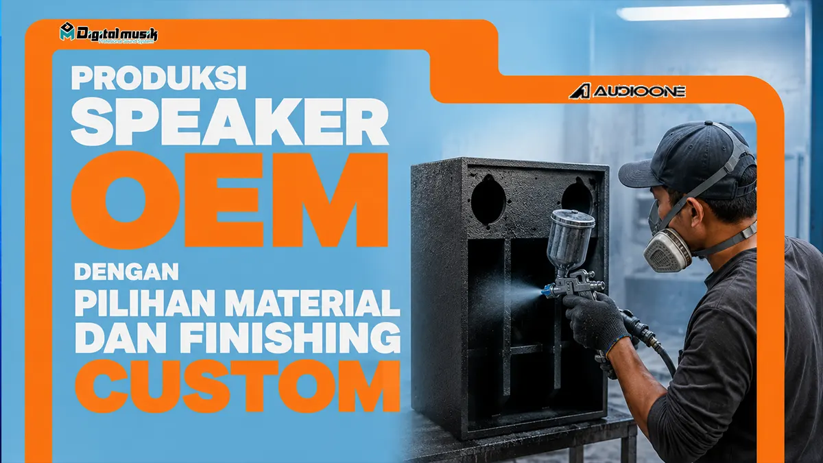 Proses produksi speaker cabinet custom di workshop Digital Musik Indonesia