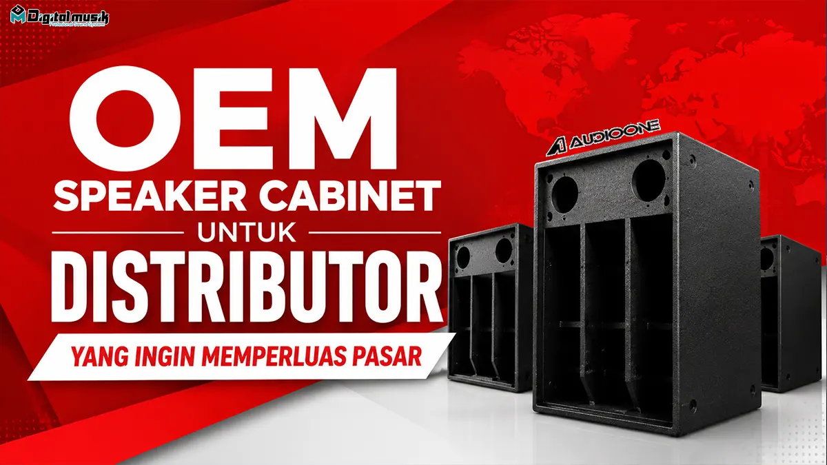 Proses produksi OEM speaker cabinet di workshop Digital Musik Indonesia