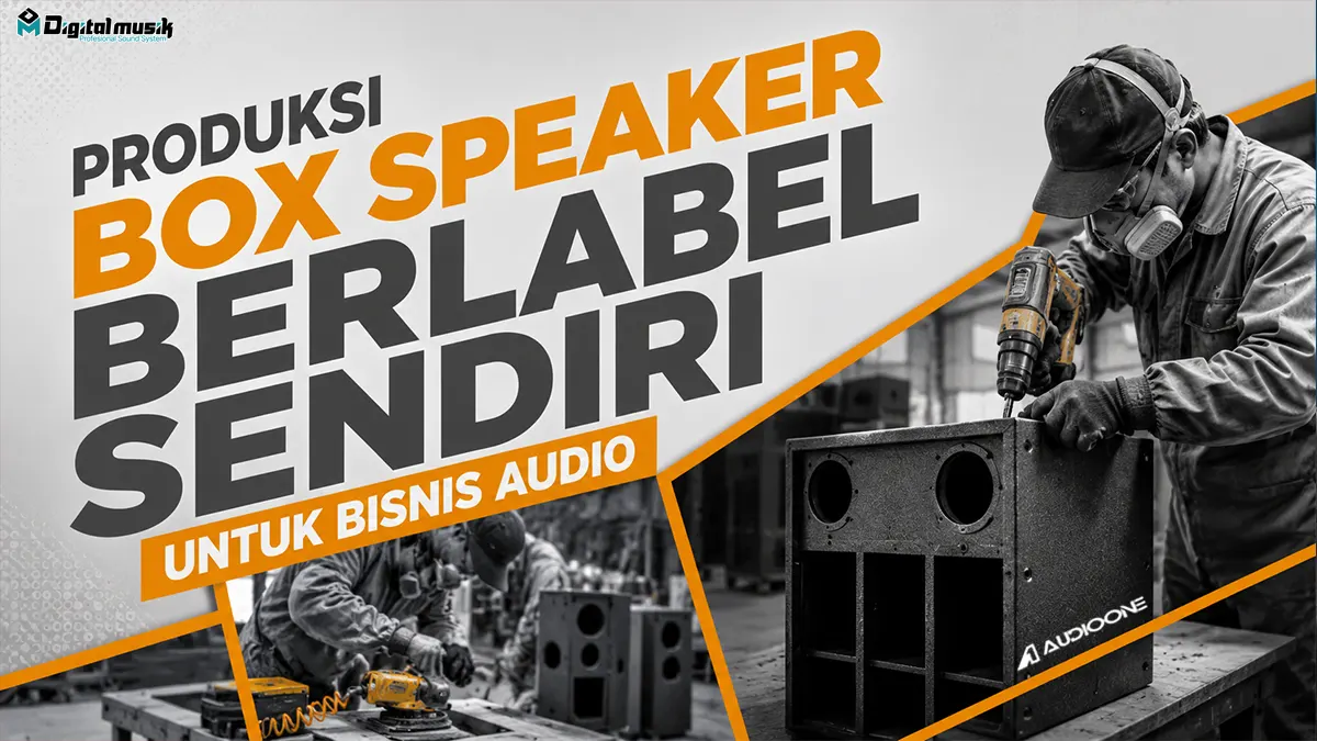 Proses manufaktur box speaker custom di workshop Digital Musik Indonesia
