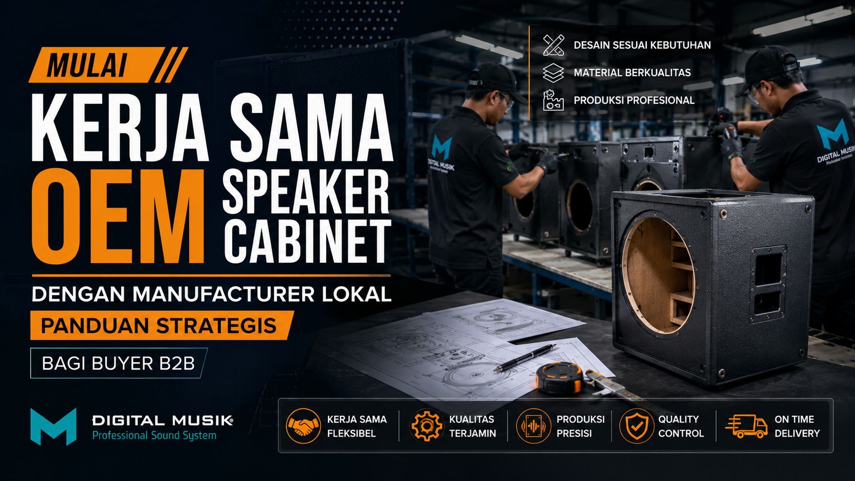 Proses diskusi teknis produksi speaker cabinet di workshop Digital Musik