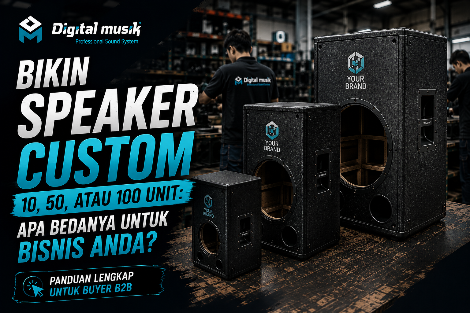 Manufacturing and assembly process of custom speaker cabinets in a professional workshop