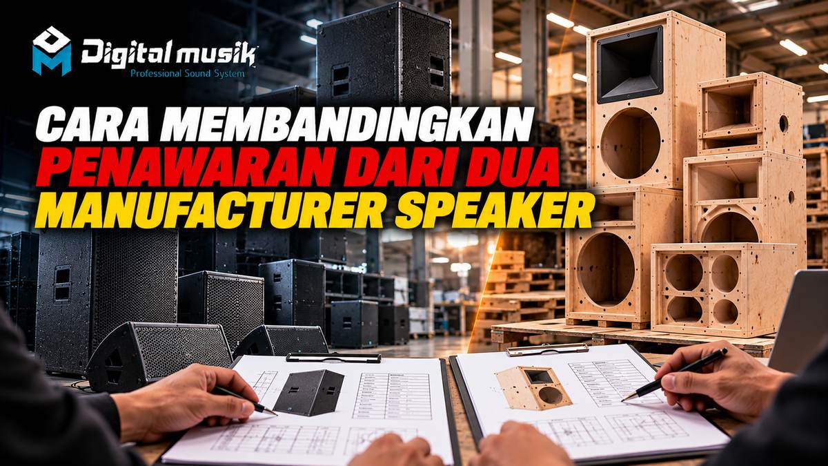 People are comparing two speaker manufacturer offer documents on the desk.