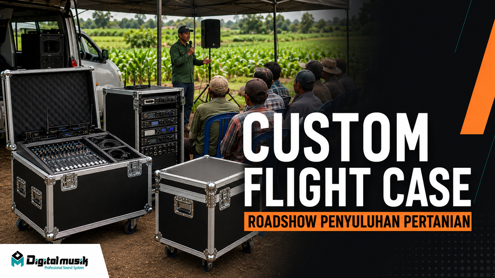 Produksi custom flight case untuk peralatan audio roadshow penyuluhan pertanian
