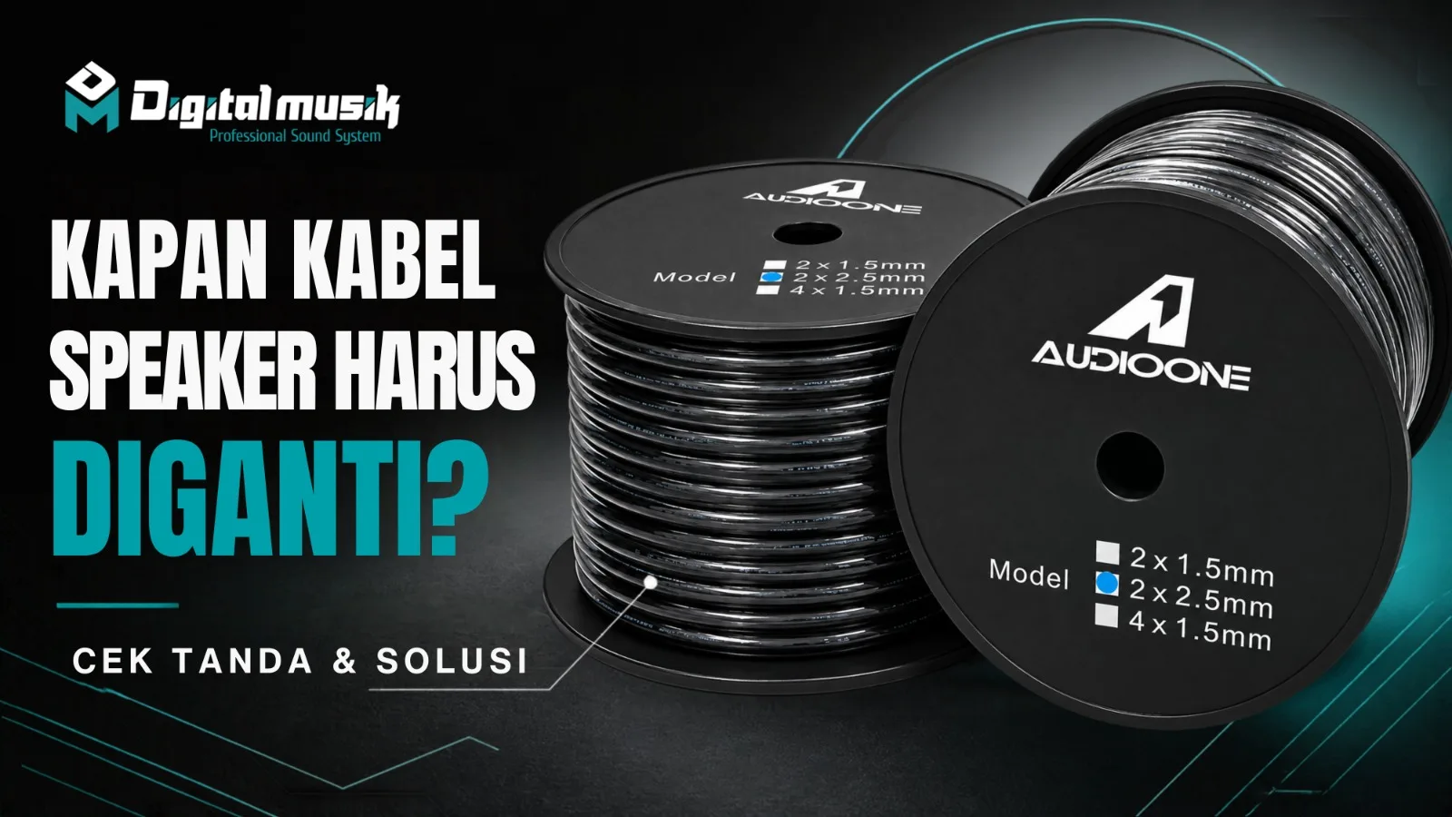 Teknisi memeriksa konektor dan isolasi kabel speaker di workshop
