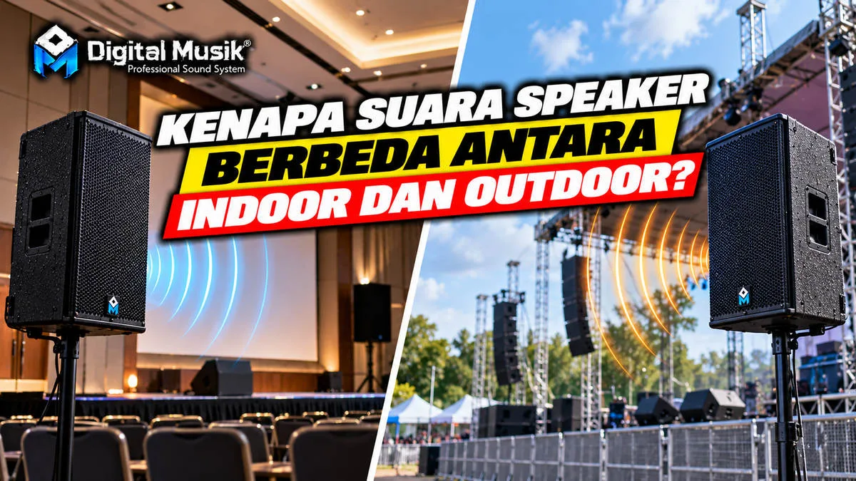 Ilustrasi perbandingan speaker di lingkungan indoor dan outdoor