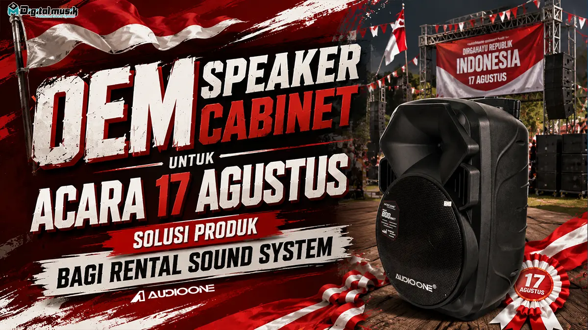 Proses produksi OEM speaker cabinet di workshop Digital Musik Indonesia