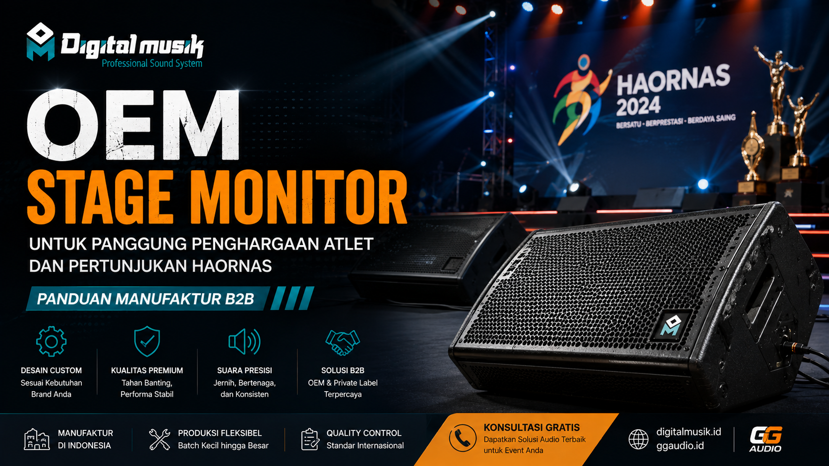 Proses fabrikasi custom speaker cabinet untuk kebutuhan panggung event profesional