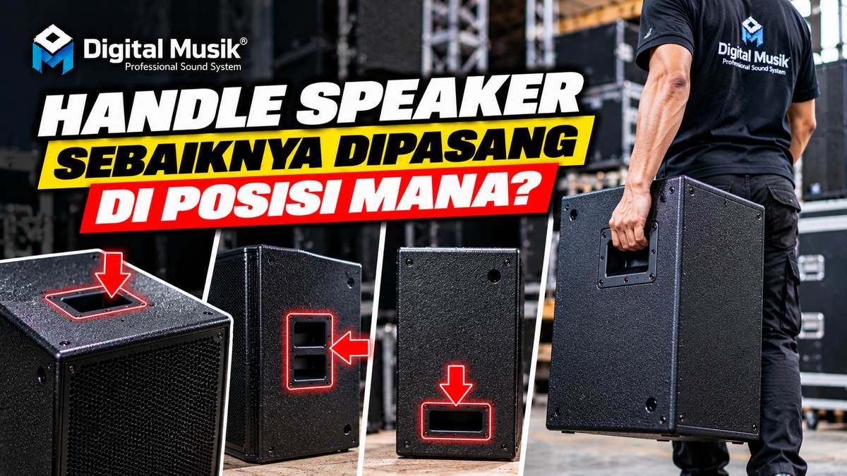 Ilustrasi speaker dengan handle terpasang pada sisi-sisinya