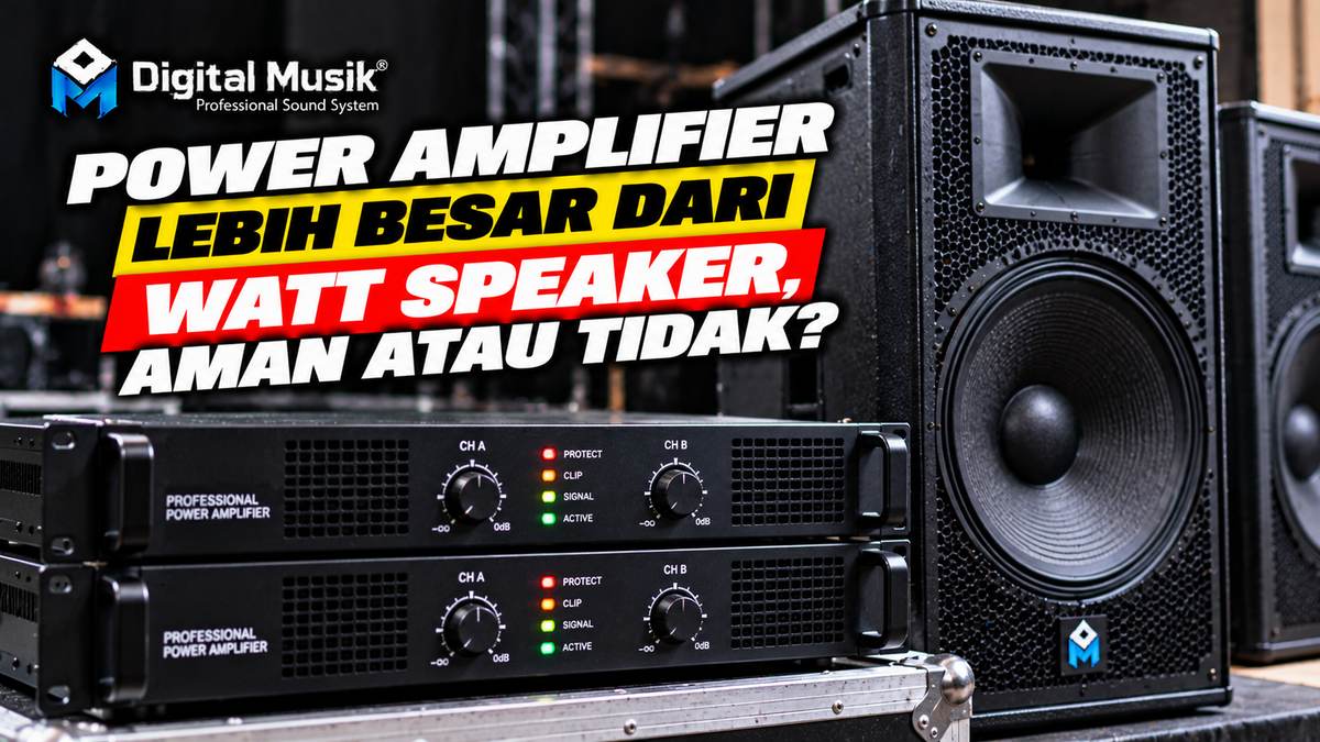 Ilustrasi perbandingan power amplifier dan speaker dengan indikator watt