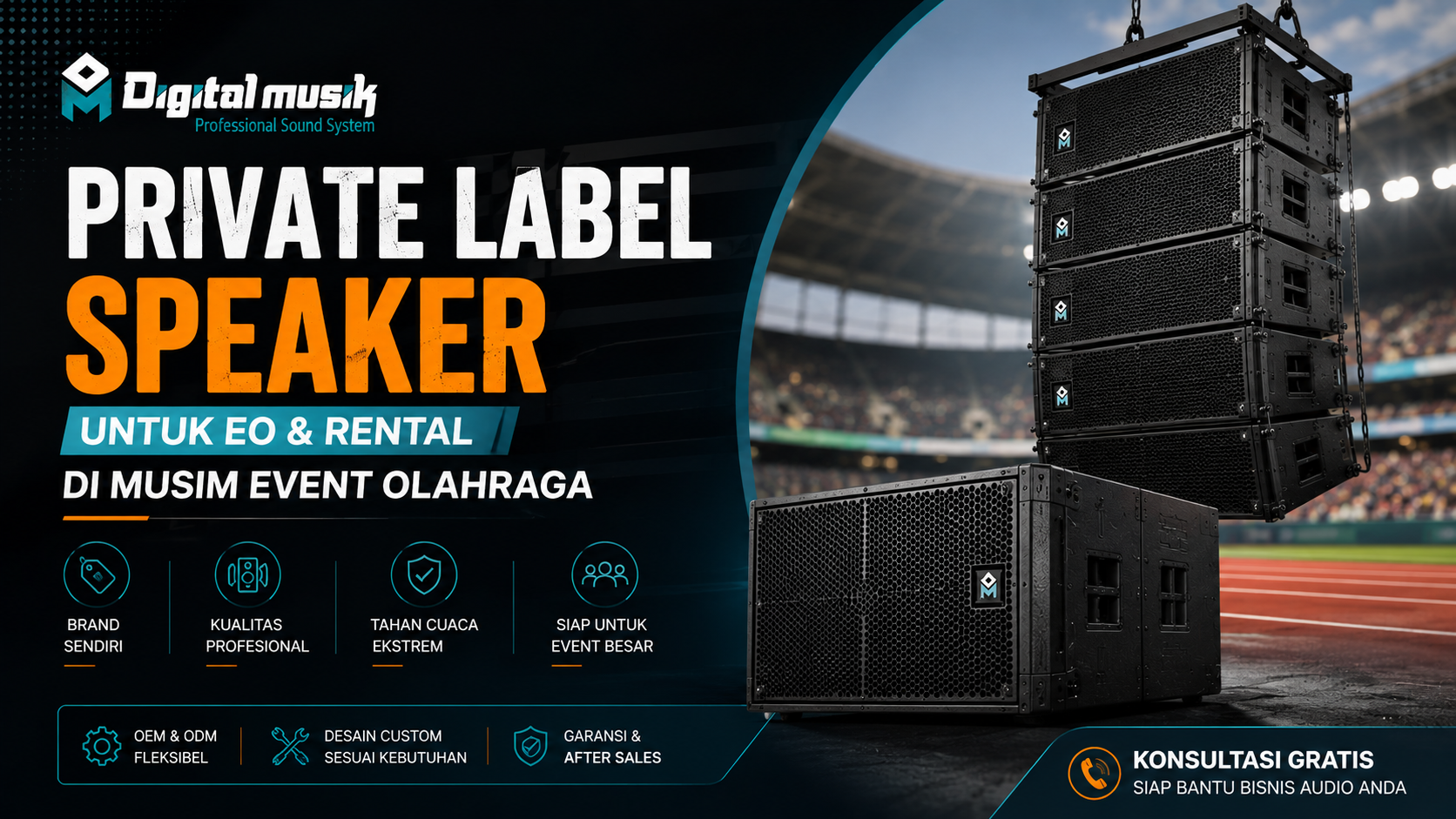 Proses manufaktur cabinet speaker untuk kebutuhan event olahraga