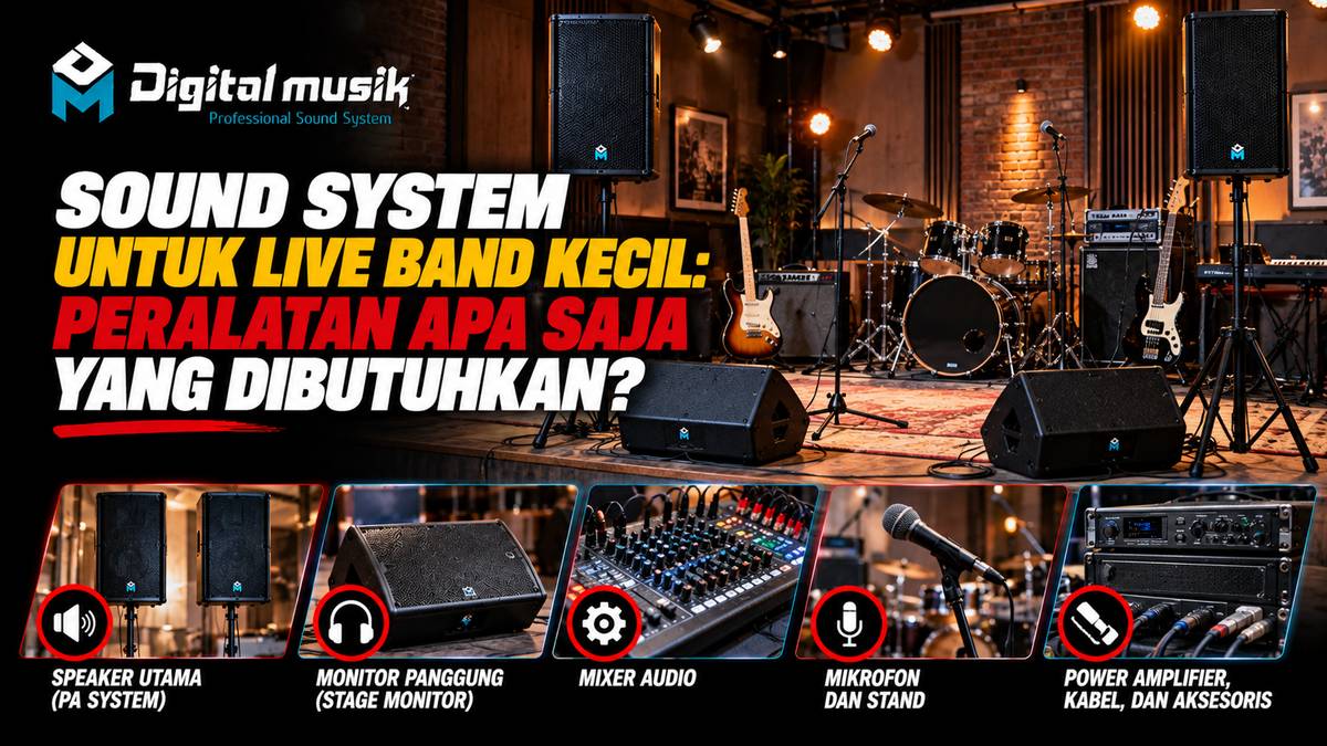 Panggung kecil dengan peralatan sound system untuk live band
