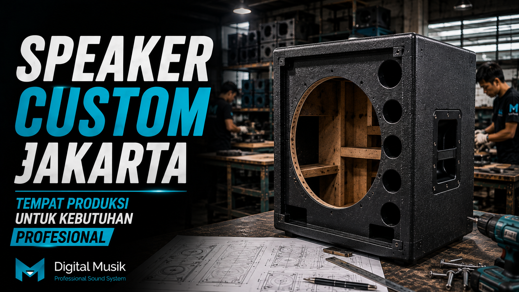 Proses produksi speaker custom di workshop Digital Musik Jakarta