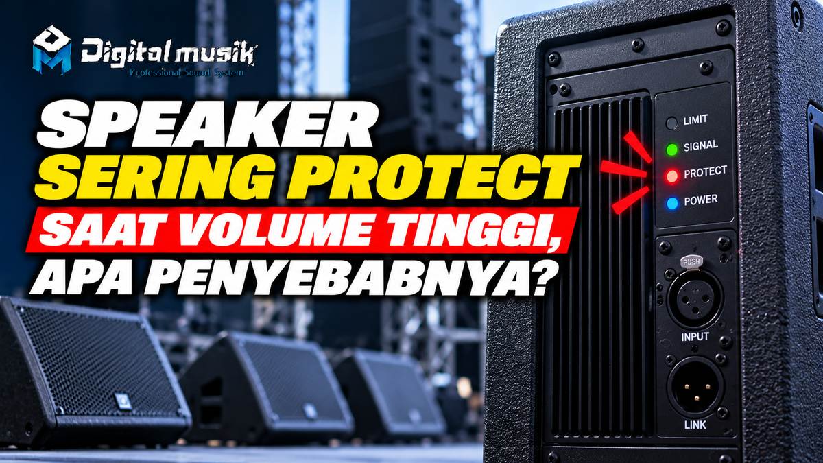 Ilustrasi speaker dengan indikator protect menyala saat volume tinggi
