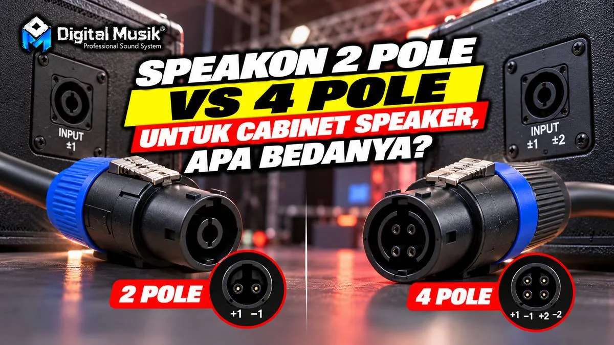 Perbandingan konektor Speakon 2 pole dan 4 pole pada kabel speaker