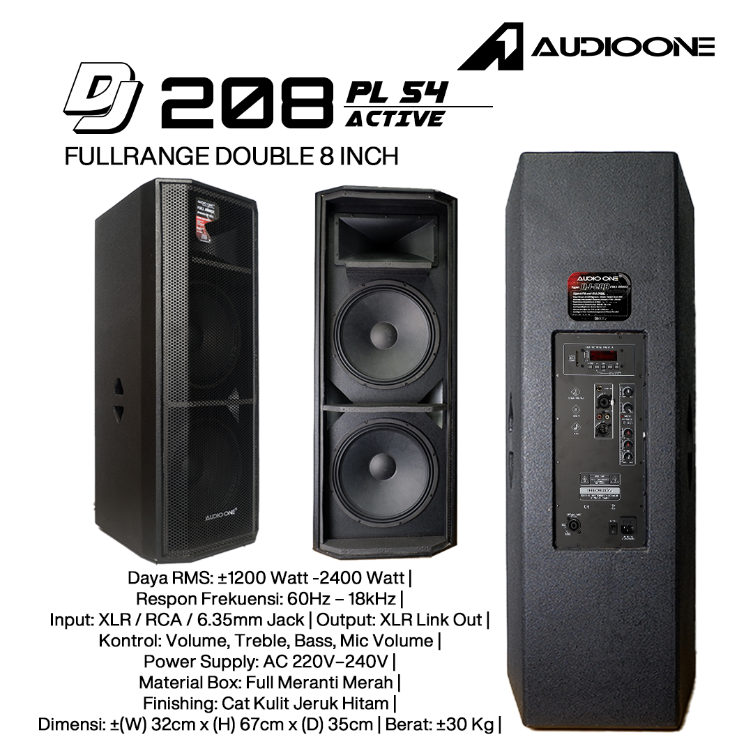 Audio One Speaker DJ-108 Double 8 Inch Aktif 800W PL 54 USB