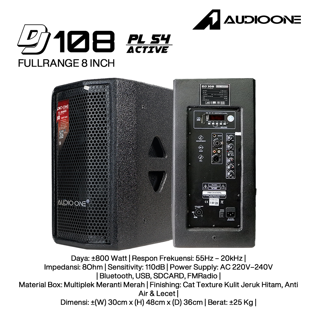 Audio One Speaker 8Inch Aktif 800W DJ-108A PL54(USB)