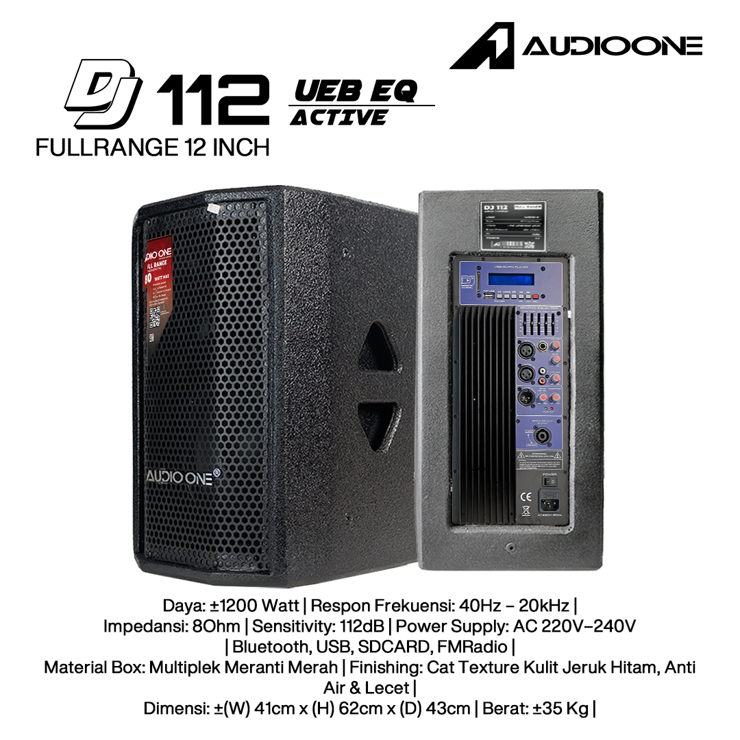 Audio One Speaker 12Inch Aktif 1200W DJ-112A UEB-EQ