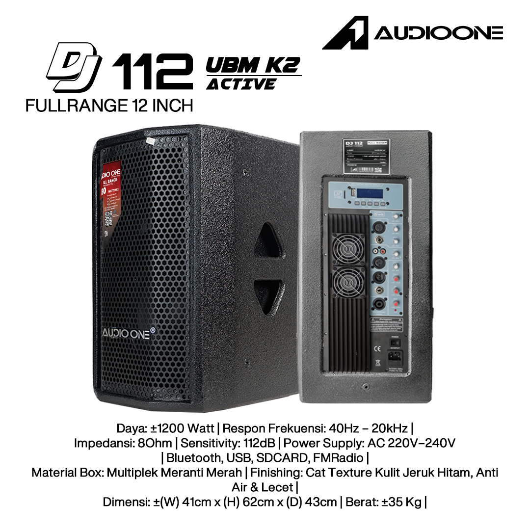 Audio One Speaker 12Inch Aktif 1200W DJ-112A UBM-K2