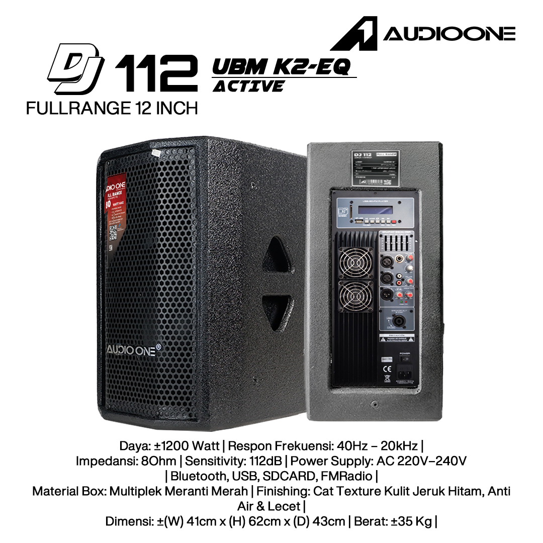 Audio One Speaker 12Inch Aktif 1200W DJ-112A K2-EQ