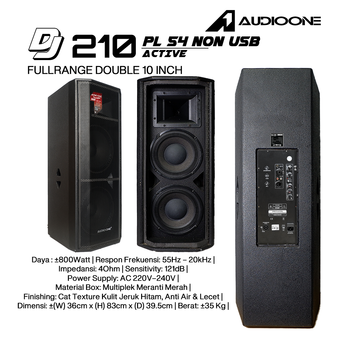 Audio One Speaker DJ-210 Double 10 Inch Aktif 800W PL 54 NON USB