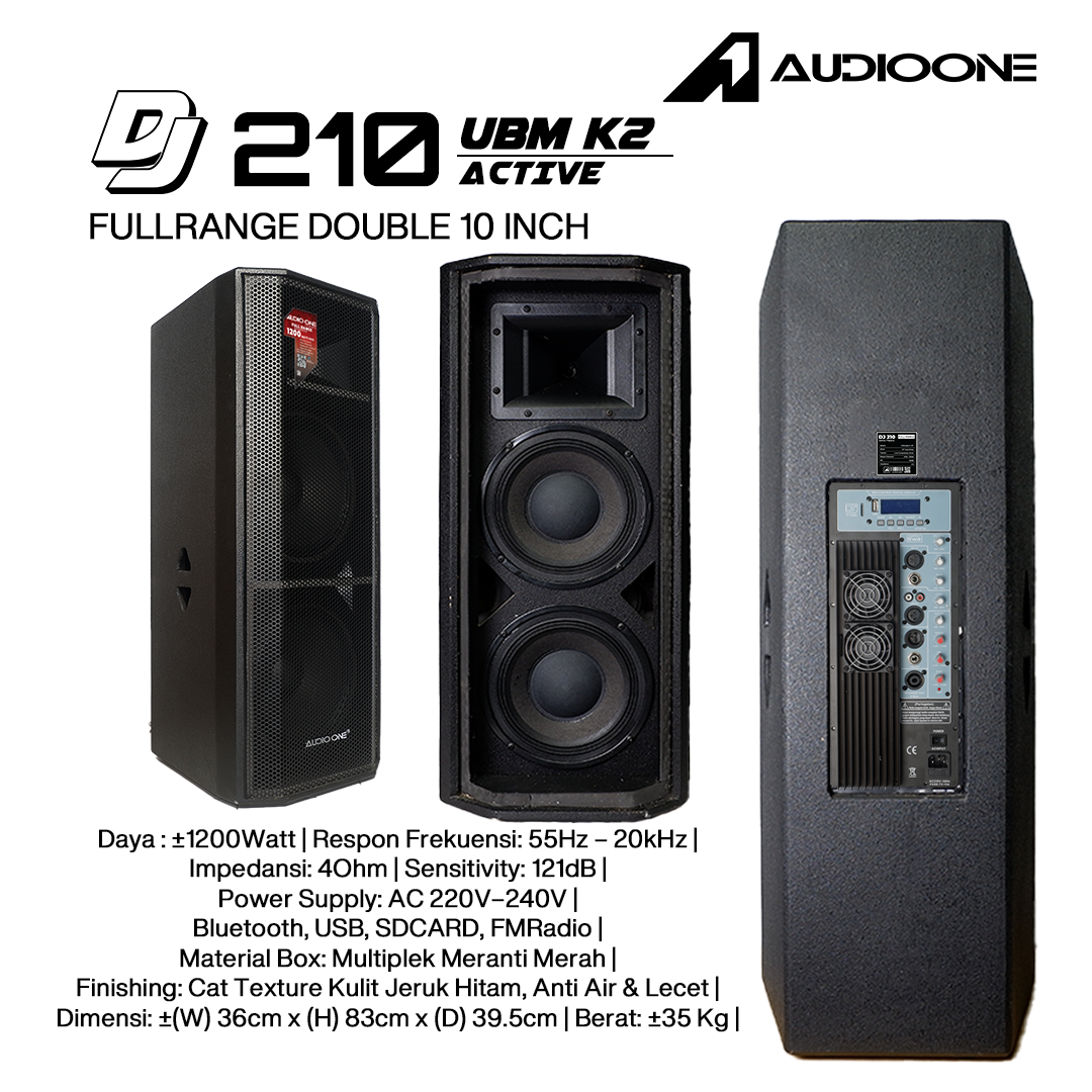 Audio One Speaker DJ-210 Double 10 Inch 1200W UBM k2