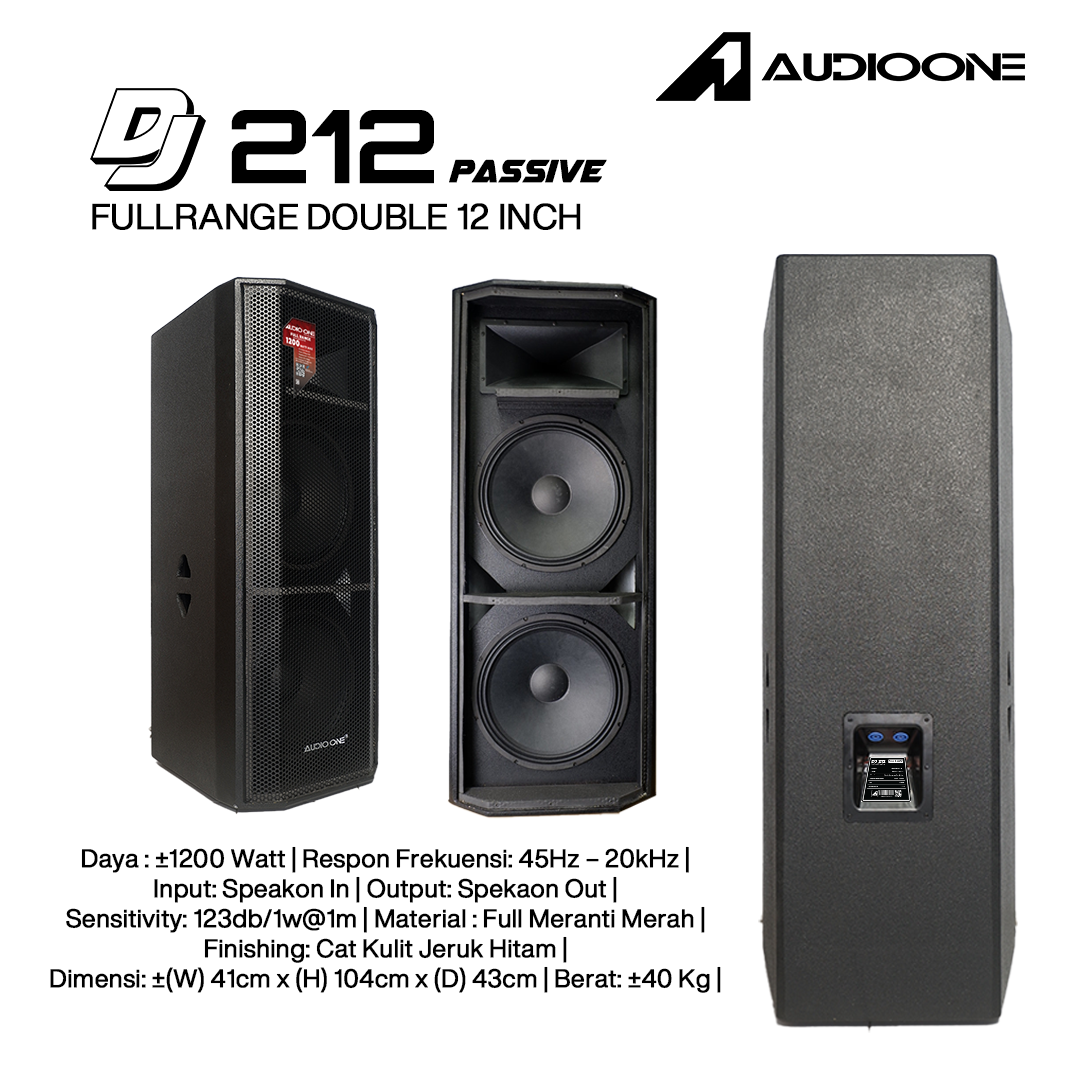 Audio One Speaker DJ-212 Double 12 Inch Pasif 1200W