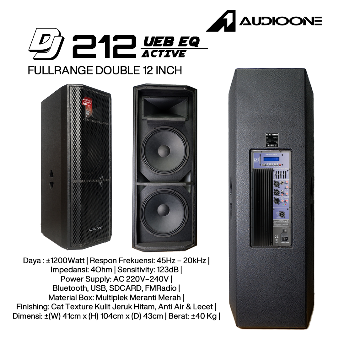 Audio One Speaker DJ-212 Double 12 Inch Aktif 1200W UEB EQ