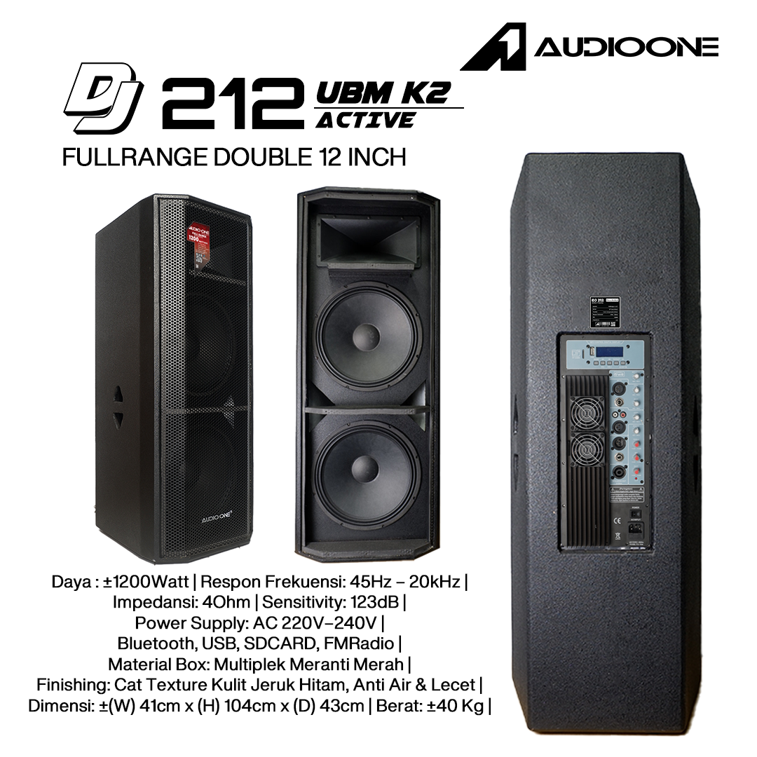 Audio One Speaker DJ-212 Double 12 Inch Aktif 1200W UBM K2