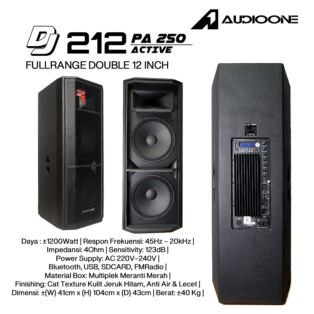 Audio One Speaker DJ-212 Double 12 Inch Aktif 1200W PA 250