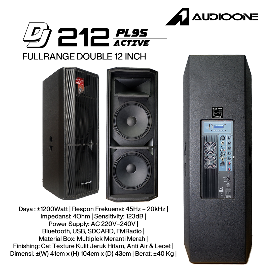 Audio One Speaker DJ-212 Double 12 Inch Aktif 1200W PL 95