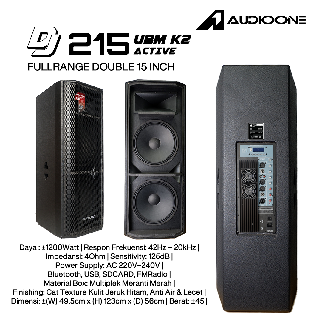 Audio One Speaker DJ-215 Double 15 Inch Aktif  1200W UBM K2