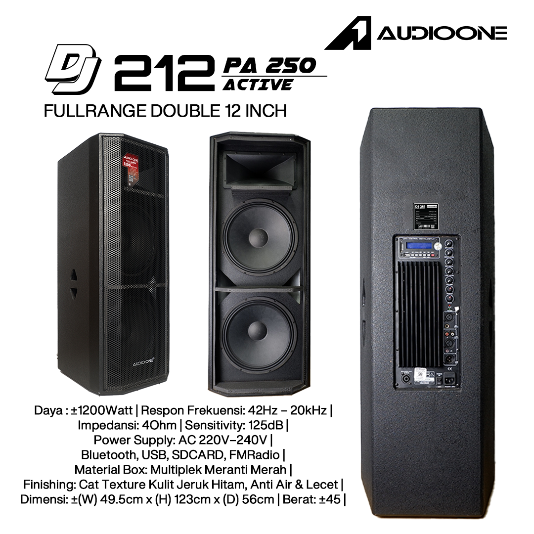 Audio One Speaker DJ-215 Double 15 Inch Aktif  1200W PA-250