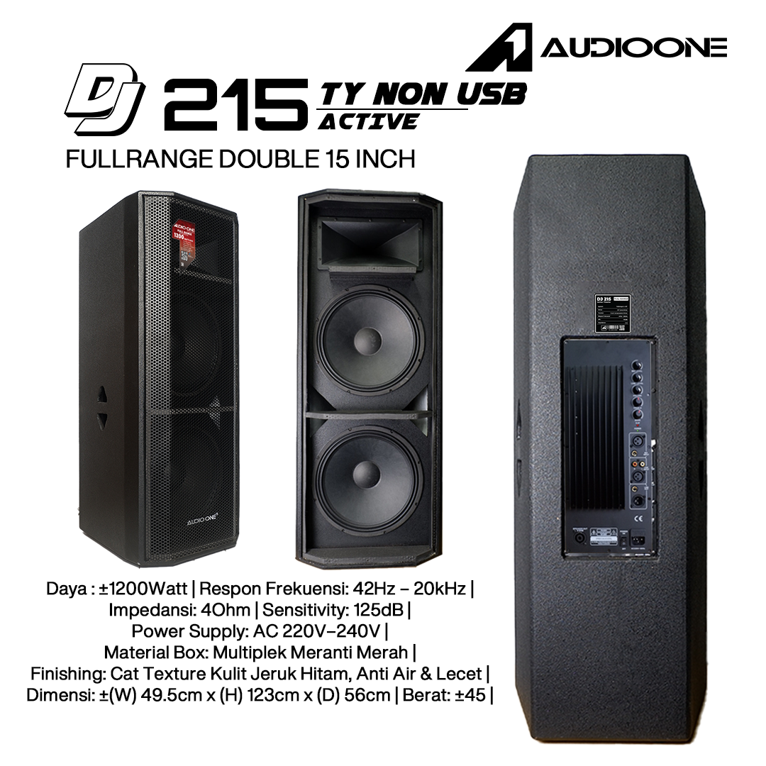 Audio One Speaker DJ-215 Double 15 Inch Aktif  1200W TY NON USB