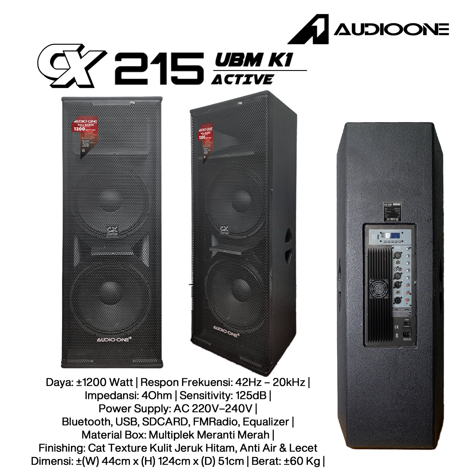 Audio One Speaker Double CX 2x15" Aktif 1200W UBM-K1 CX 215A