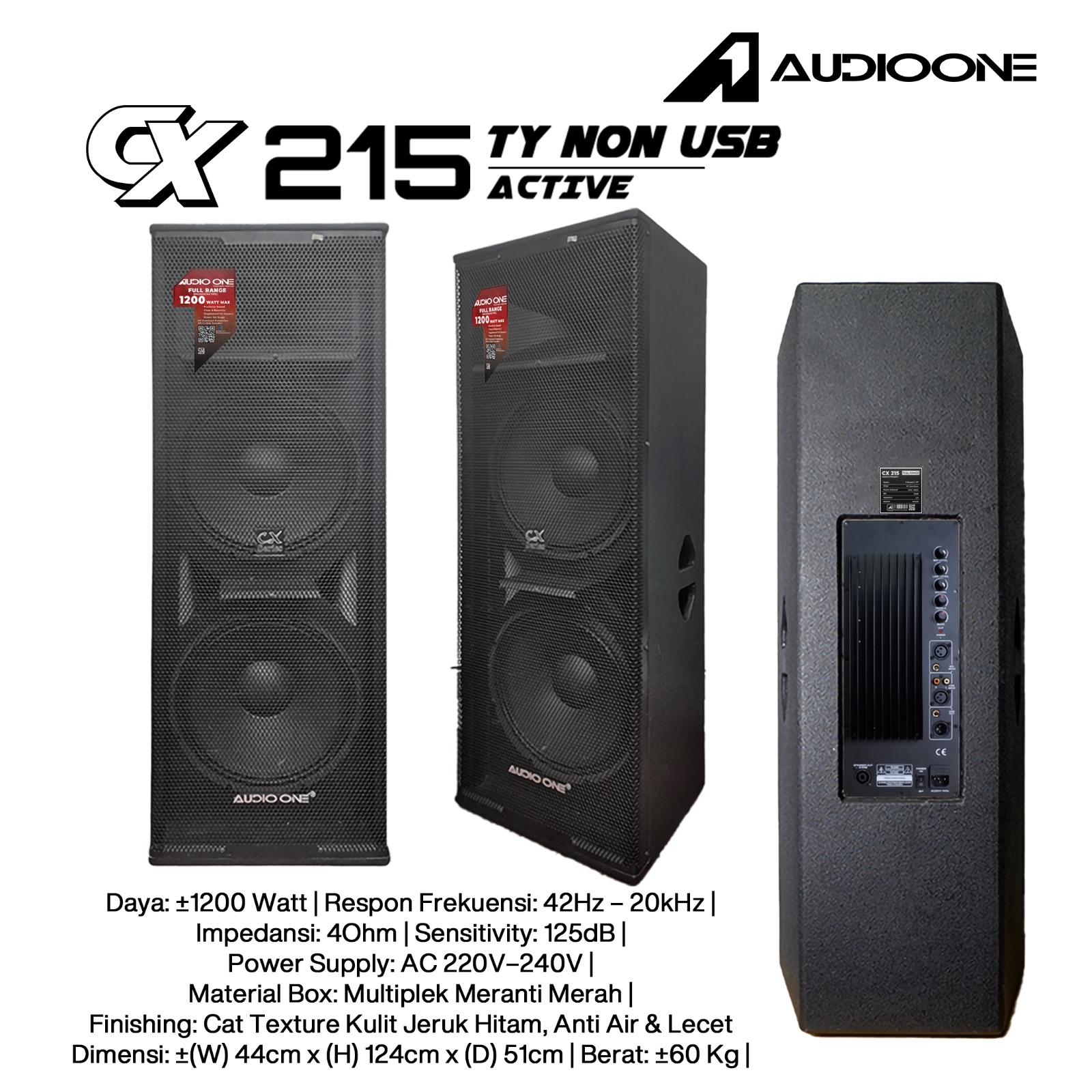 Audio One Speaker Double CX 2x15" Aktif 1200W TY-NON CX 215A