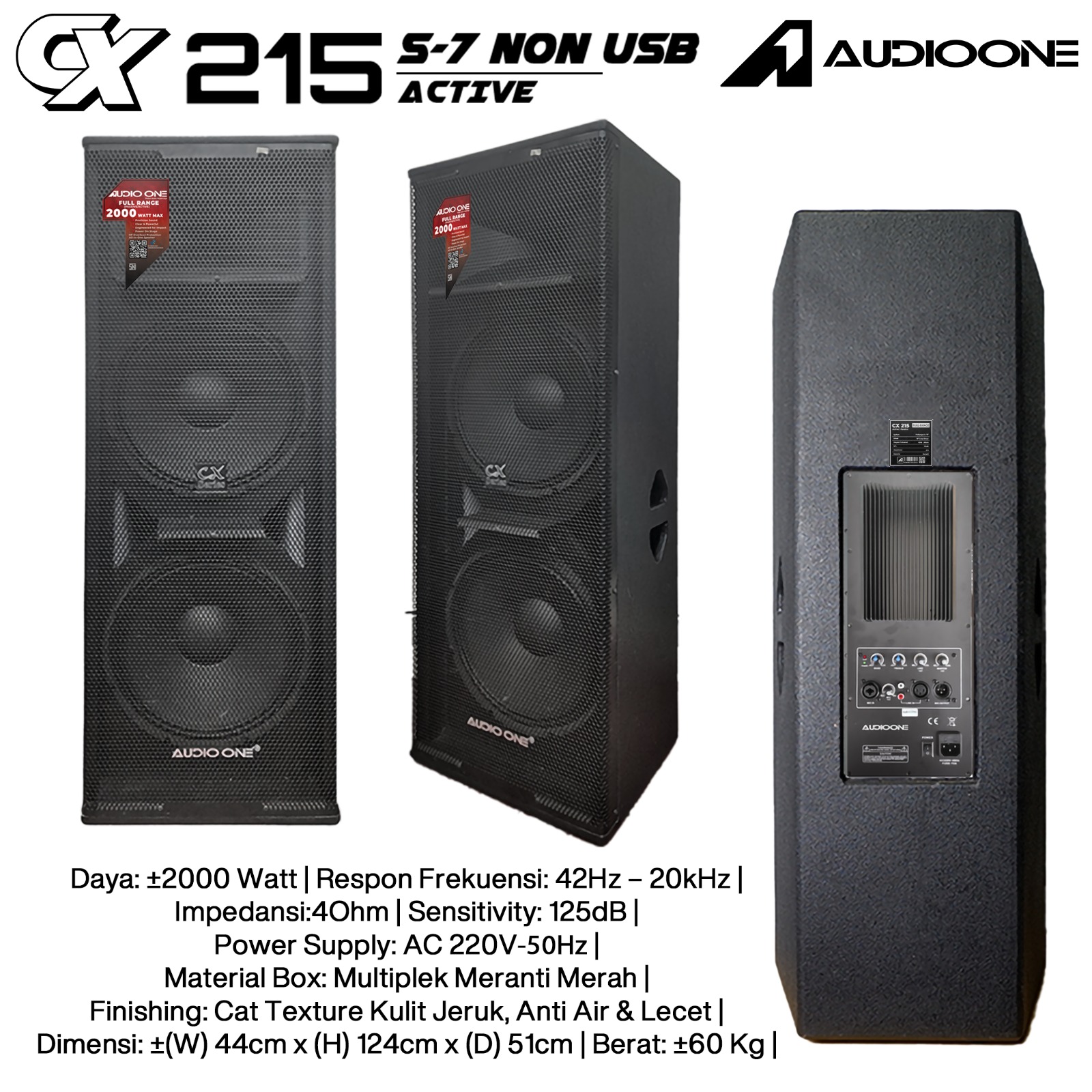 Audio One Speaker Double CX 2x15" Aktif 2000W S7-NON CX 215A
