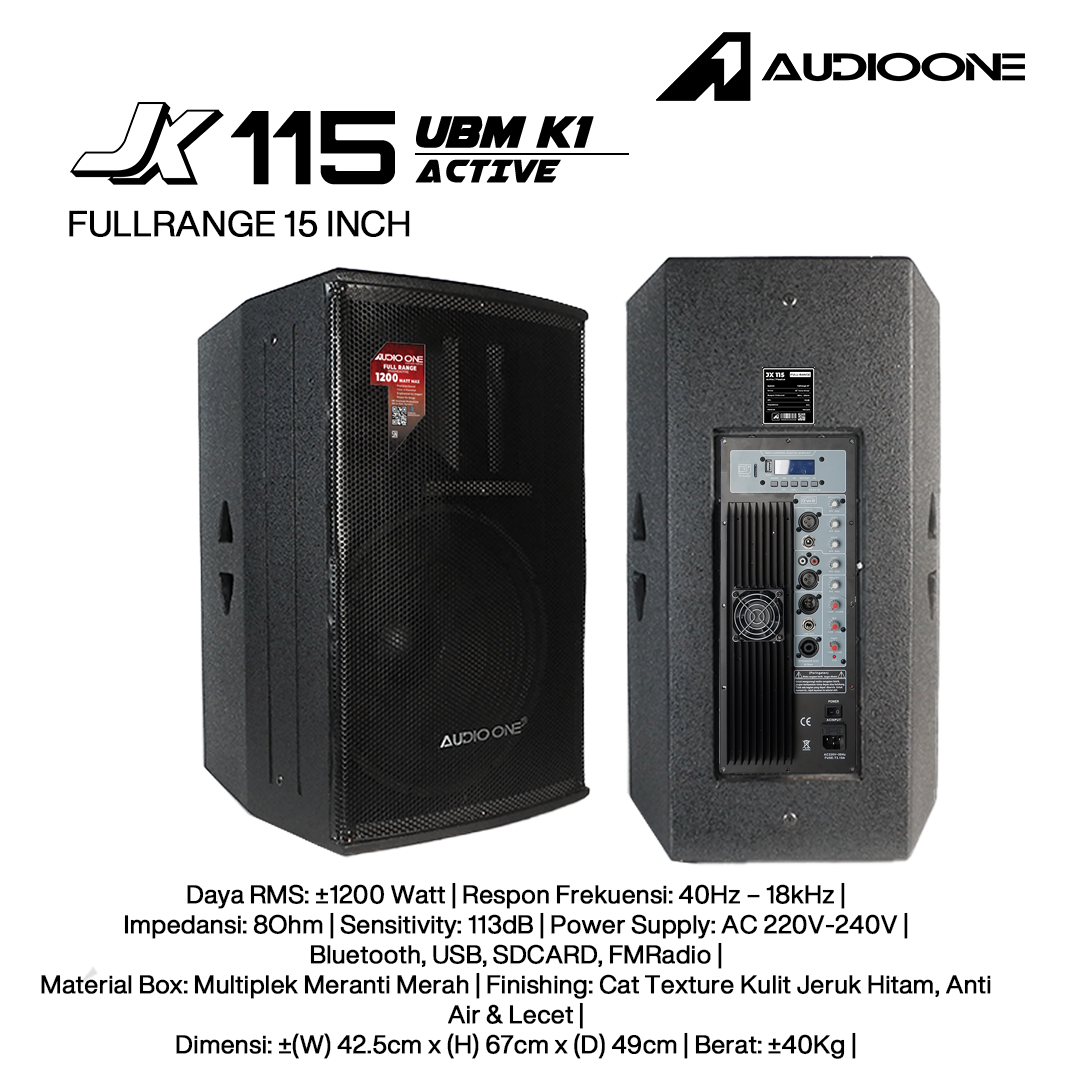 Audio One Speaker JX 15Inch Aktif 1200W UBM-K1 JX 115A