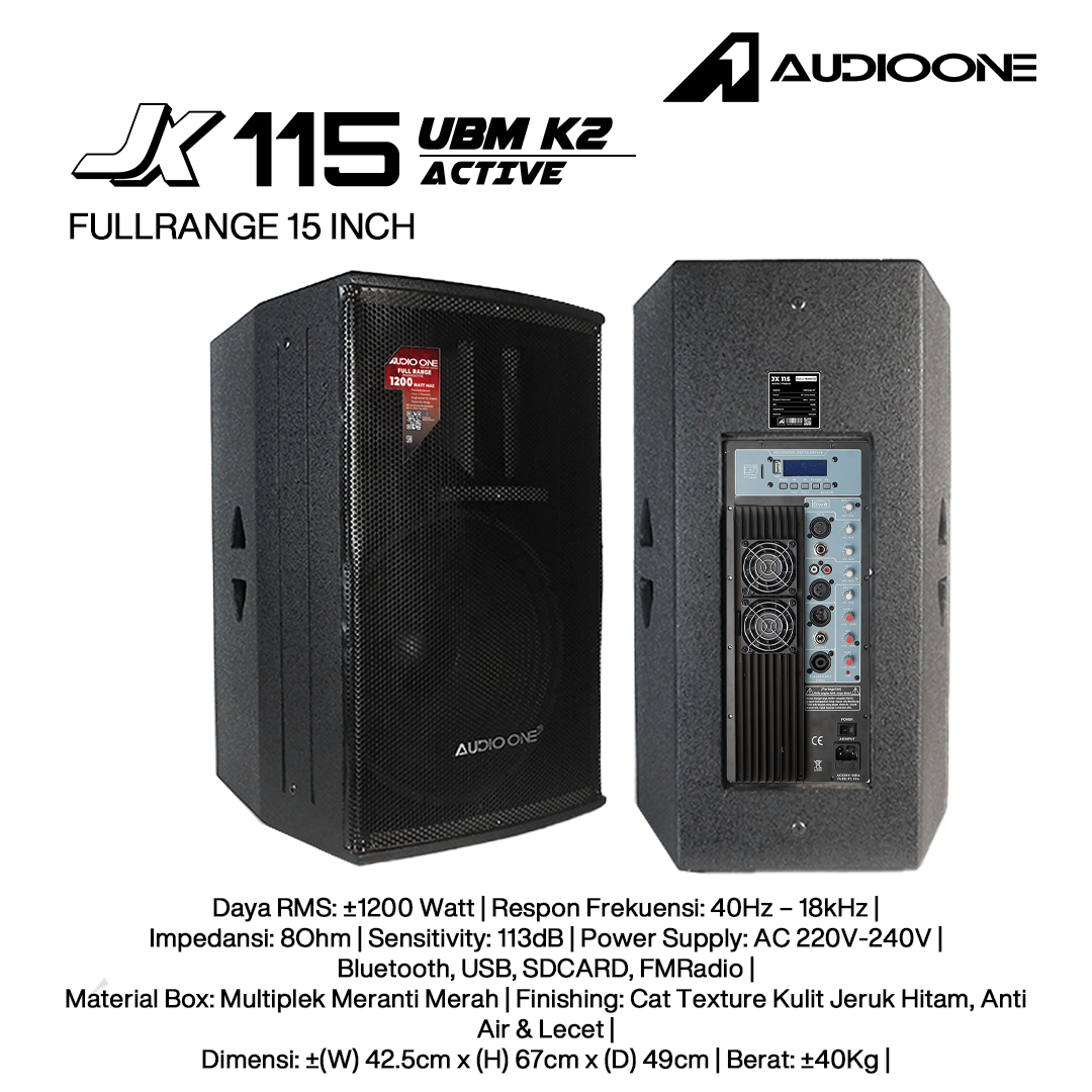 Audio One Speaker JX 15Inch Aktif 1200W UBM-K2 JX 115A