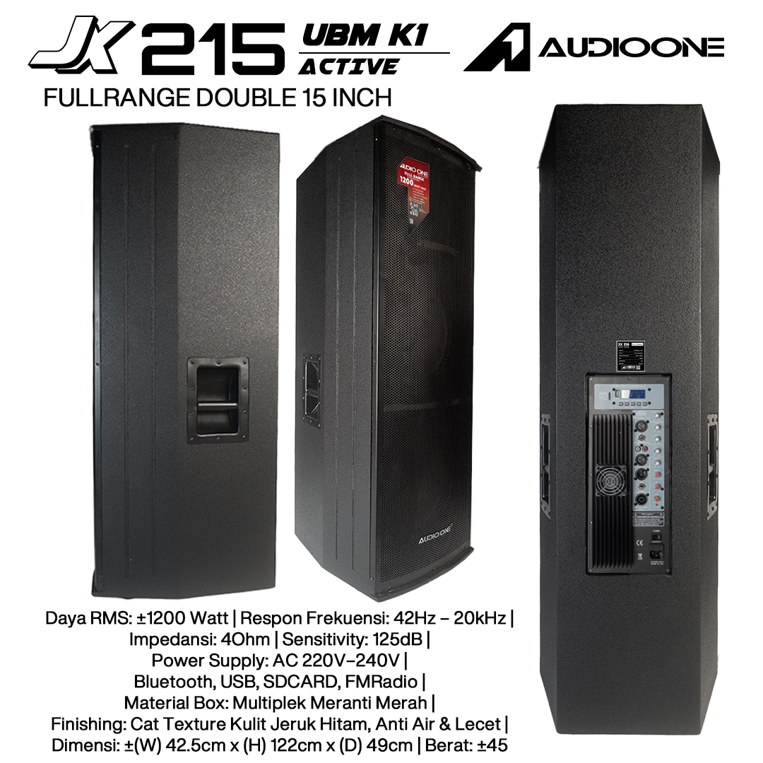 Audio One Speaker Double JX 2x15" Aktif 1200W UBM-K1 JX 212A