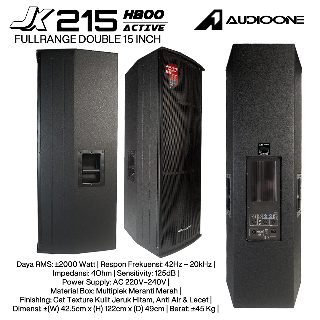 Audio One Speaker Double JX 2x15" Aktif 2000W H-800 JX 215A