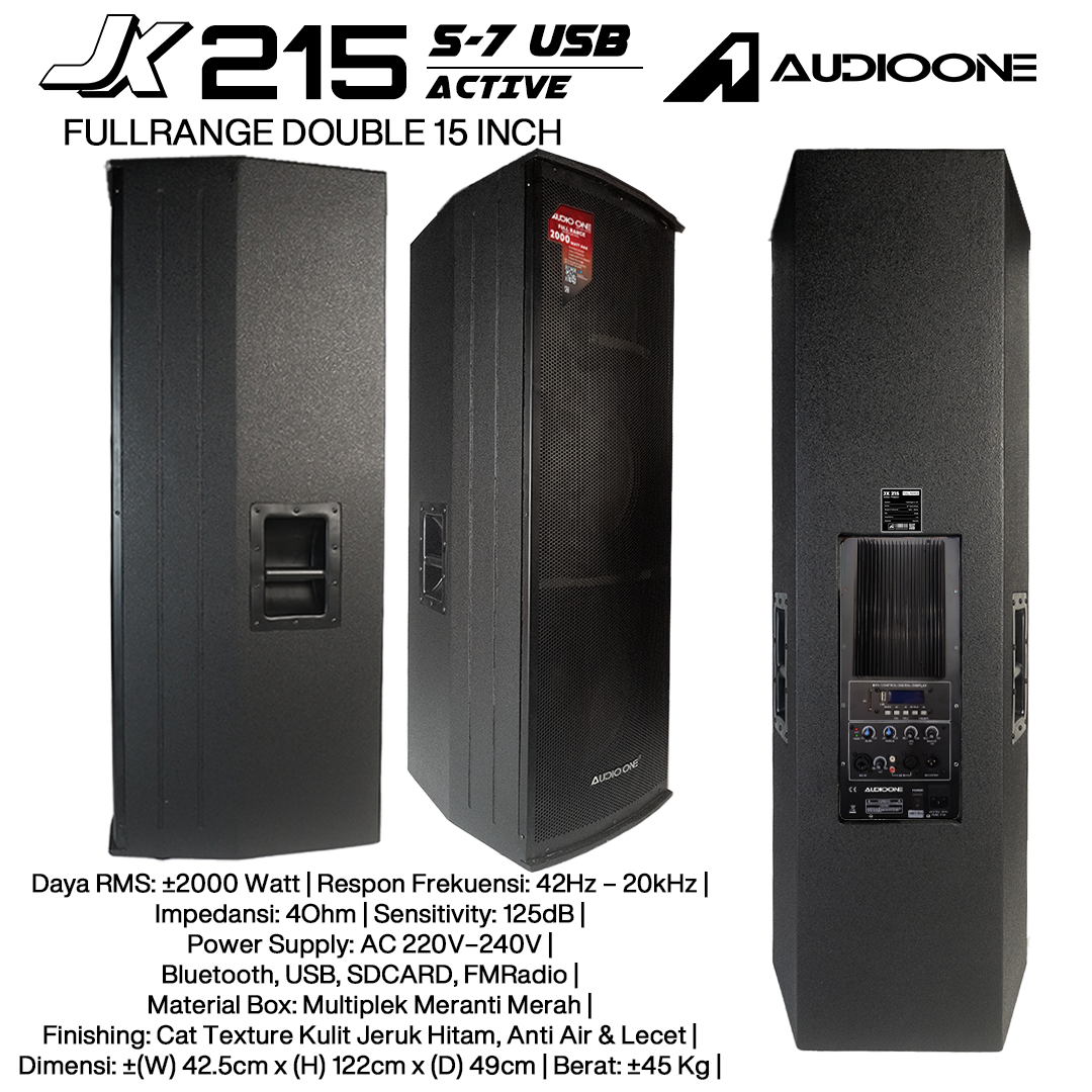 Audio One Speaker Double JX 2x15" Aktif 2000W S7-USB JX 215A