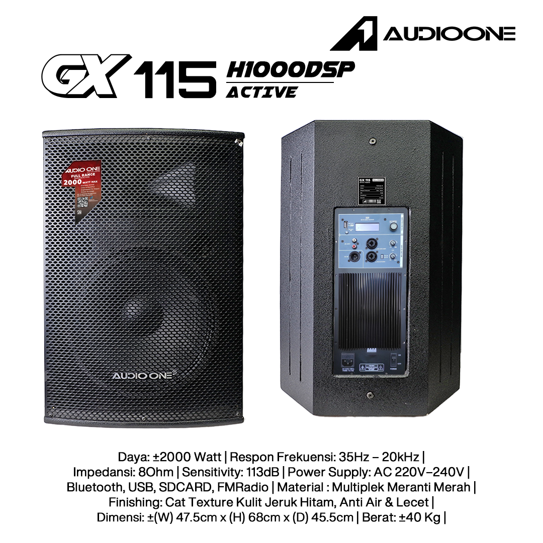 Audio One Speaker GX 15Inch Aktif 200W DSP HA-1000 GX 115A