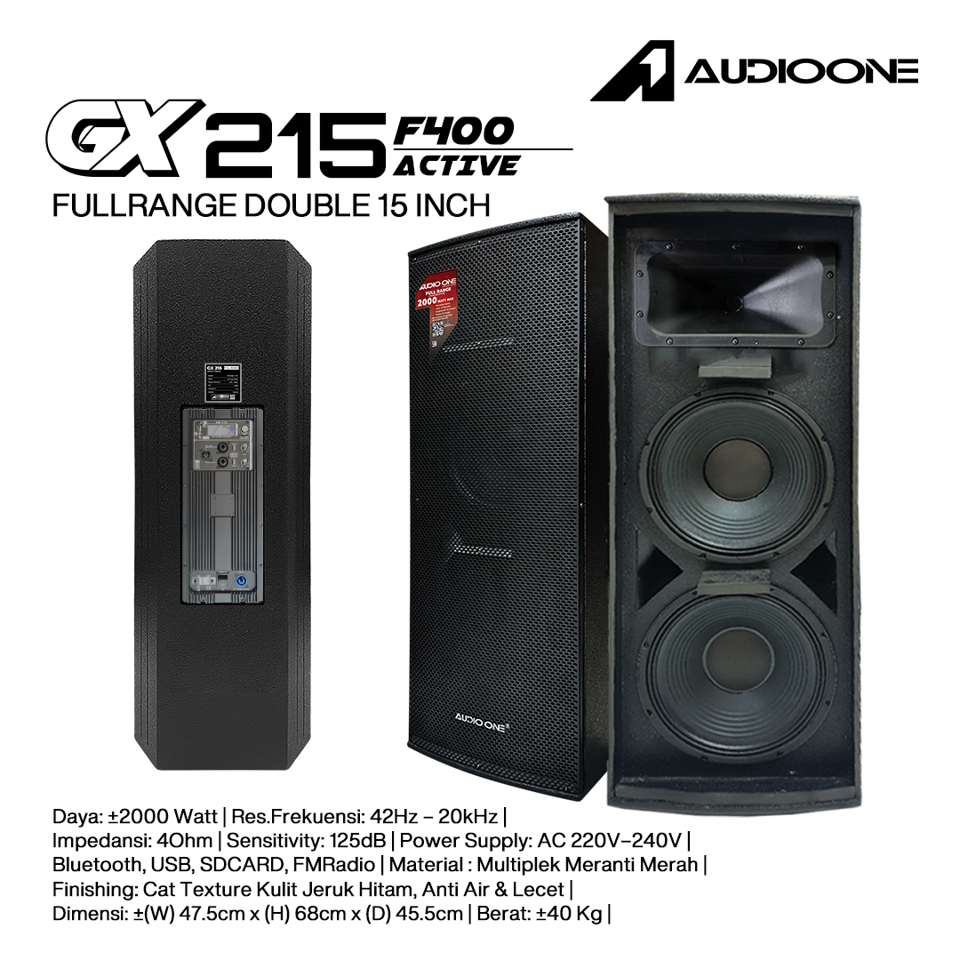 Audio One Speaker Double GX 2x15" Aktif 2000W DSP F-400 GX 215A