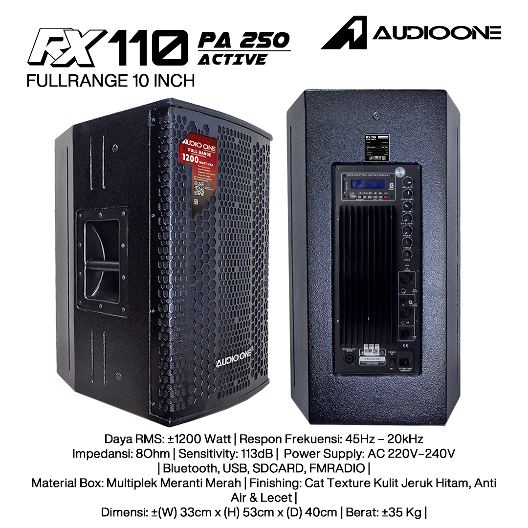 Audio One Speaker RX 10Inch Aktif 1200W PA-250 RX 110A