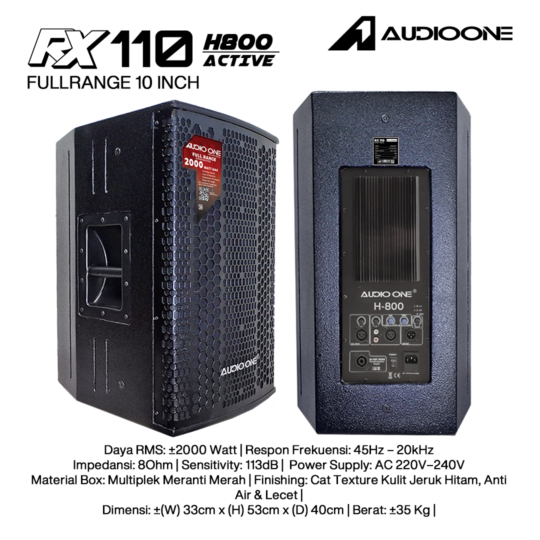 Audio One Speaker RX 10Inch Aktif 2000W H-800 RX 110A