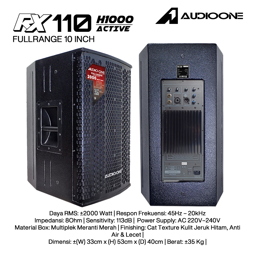 Audio One Speaker RX 10Inch Aktif 2000W H-1000 RX 110A