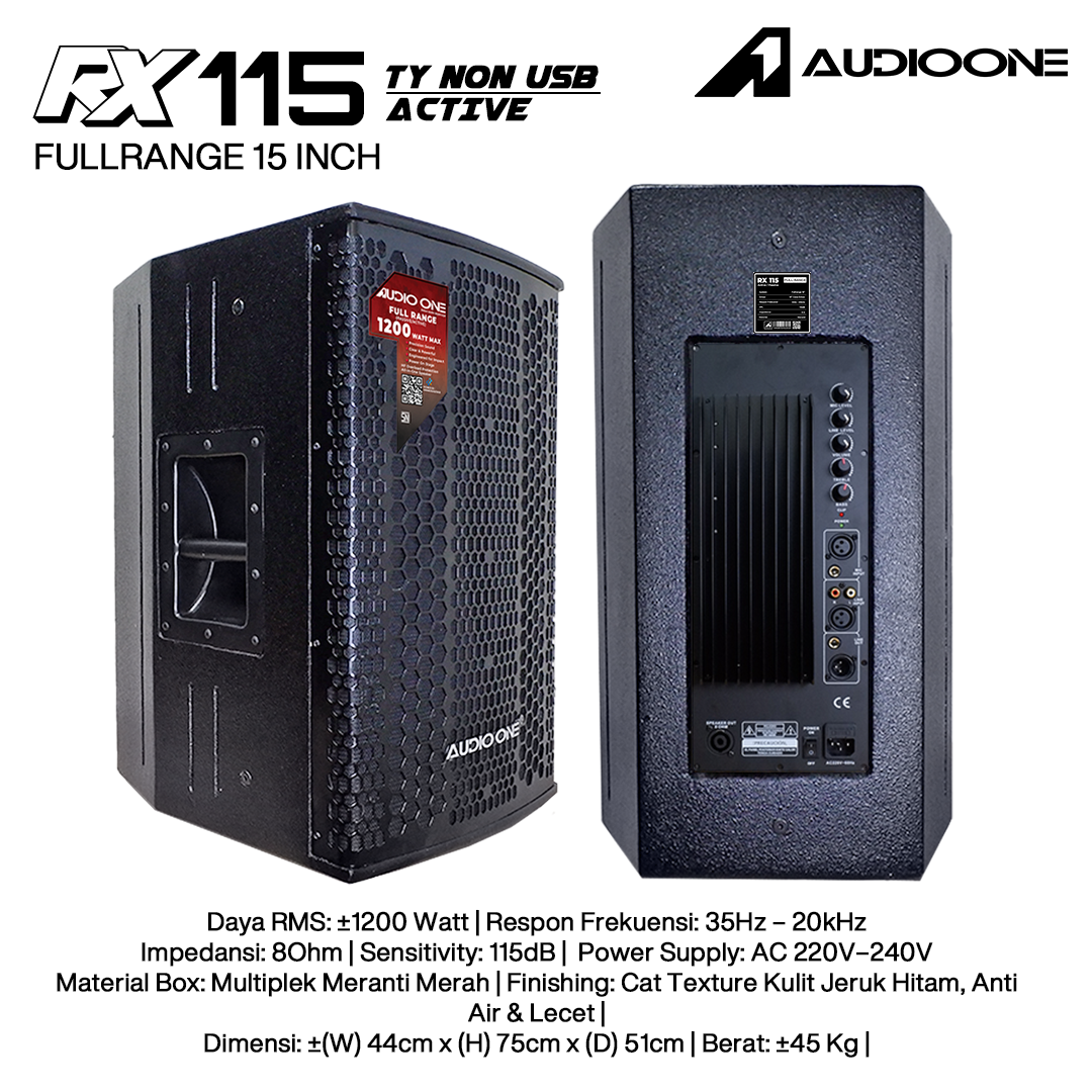 Audio One Speaker RX 15Inch Aktif 1200W TY-NON RX 115A